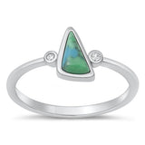 Sterling Silver Rhodium Plated Genuine Turquoise Stone Ring-9.1mm
