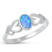 Load image into Gallery viewer, Sterling Silver Rhodium Plated Blue Lab Opal Ring-6.9mm