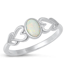 Load image into Gallery viewer, Sterling Silver Rhodium Plated White Lab Opal Ring-6.9mm