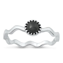 Load image into Gallery viewer, Sterling Silver Oxidized Black Agate Stone Ring-5.2mm