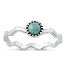 Load image into Gallery viewer, Sterling Silver Oxidized Genuine Turquoise Stone Ring-5.2mm