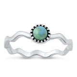 Sterling Silver Oxidized Genuine Turquoise Stone Ring-5.2mm