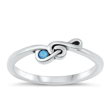 Load image into Gallery viewer, Sterling Silver Oxidized Blue Lab Opal Music Note Ring