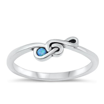 Sterling Silver Oxidized Blue Lab Opal Music Note Ring