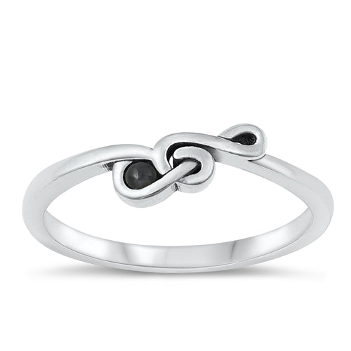 Sterling Silver Oxidized Black Agate Stone Music Note Ring