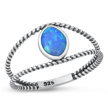 Load image into Gallery viewer, Sterling Silver Oxidized Blue Lab Opal Ring-9.9mm