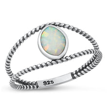 Load image into Gallery viewer, Sterling Silver Oxidized White Lab Opal Ring-9.9mm