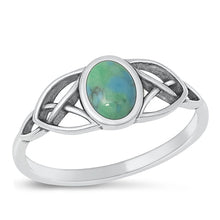 Load image into Gallery viewer, Sterling Silver Oxidized Genuine Turquoise Stone Celtic Ring-8mm