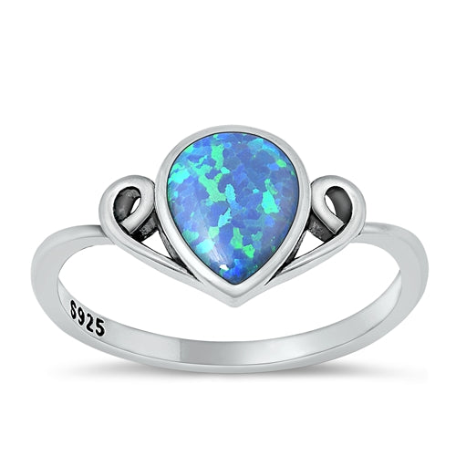 Sterling Silver Oxidized Blue Lab Opal Ring-10.1mm