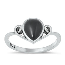 Load image into Gallery viewer, Sterling Silver Oxidized Black Agate Stone Ring-10.1mm