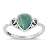 Sterling Silver Oxidized Genuine Turquoise Stone Ring-10.1mm