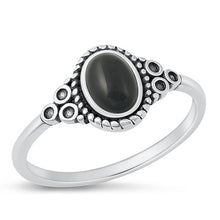 Load image into Gallery viewer, Sterling Silver Oxidized Black Agate Stone Ring-9.7mm