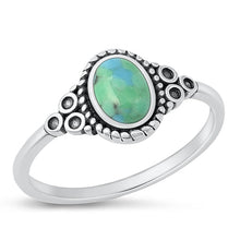 Load image into Gallery viewer, Sterling Silver Oxidized Genuine Turquoise Stone Ring-9.7mm
