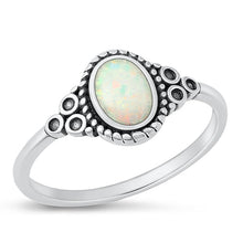 Load image into Gallery viewer, Sterling Silver Oxidized White Lab Opal Ring-9.7mm
