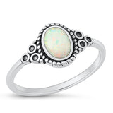 Sterling Silver Oxidized White Lab Opal Ring-9.7mm