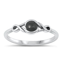 Load image into Gallery viewer, Sterling Silver Oxidized Black Agate Stone Ring-5.5mm