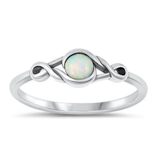 Load image into Gallery viewer, Sterling Silver Oxidized White Lab Opal and Ring-5.5mm