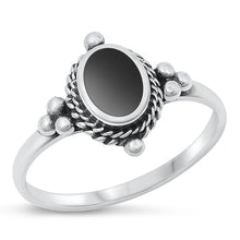 Load image into Gallery viewer, Sterling Silver Oxidized Black Agate Ring-13mm