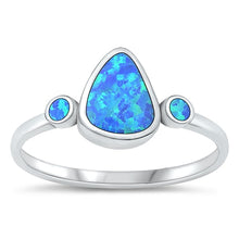 Load image into Gallery viewer, Sterling Silver Oxidized Blue Lab Opal and Ring-10mm