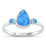 Sterling Silver Oxidized Blue Lab Opal and Ring-10mm