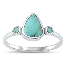 Load image into Gallery viewer, Sterling Silver Oxidized Pear Genuine Turquoise Stone Ring