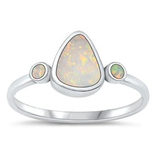 Load image into Gallery viewer, Sterling Silver Oxidized White Lab Opal and Ring-10mm