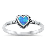 Sterling Silver Oxidized Blue Lab Opal and Ring-7.7mm