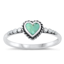 Load image into Gallery viewer, Sterling Silver Oxidized Heart Genuine Turquoise Stone Ring
