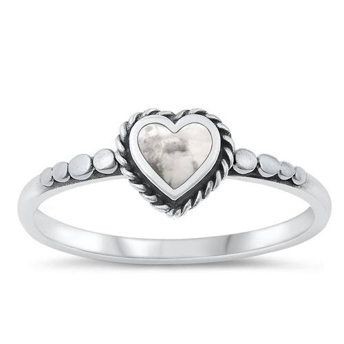 Sterling Silver Oxidized White Buffalo Turquoise Ring-7.2mm