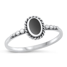 Load image into Gallery viewer, Sterling Silver Oxidized Oval Black Agate Stone Ring