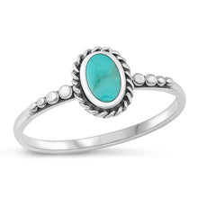 Load image into Gallery viewer, Sterling Silver Oxidized Oval Genuine Turquoise Stone Ring