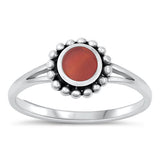 Sterling Silver Oxidized Red Agate Ring-8.6mm