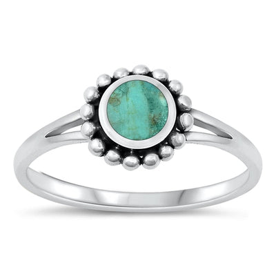 Sterling Silver Oxidized Genuine Turquoise Ring-8.6mm