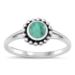 Sterling Silver Oxidized Genuine Turquoise Ring-8.6mm