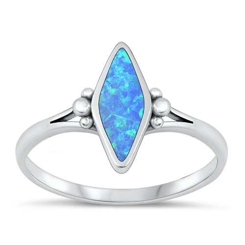 Sterling Silver Oxidized 12.8mm Diamond Blue Lab Opal Ring