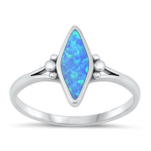 Load image into Gallery viewer, Sterling Silver Oxidized 12.8mm Diamond Blue Lab Opal Ring