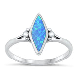 Sterling Silver Oxidized 12.8mm Diamond Blue Lab Opal Ring