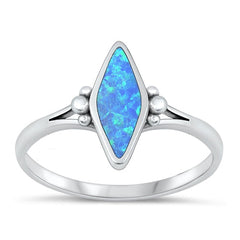 Sterling Silver Oxidized Diamond Blue Lab Opal Ring