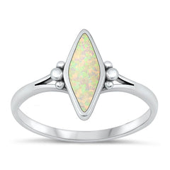 Sterling Silver Oxidized Diamond White Lab Opal Ring