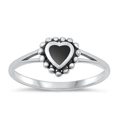 Sterling Silver Oxidized Black Agate Ring-8.5mm