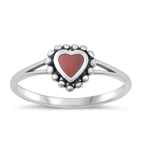 Sterling Silver Oxidized Red Agate Ring-8.5mm