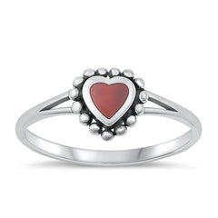 Sterling Silver Oxidized Red Agate Ring-8.5mm