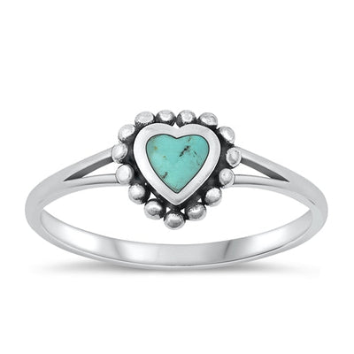 Sterling Silver Oxidized Genuine Turquoise Ring-8.5mm