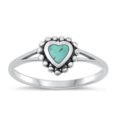 Sterling Silver Oxidized Genuine Turquoise Ring-8.5mm