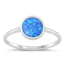 Load image into Gallery viewer, Sterling Silver Oxidized Blue Lab Opal and Ring-8.5mm