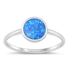 Sterling Silver Oxidized Blue Lab Opal and Ring-8.5mm