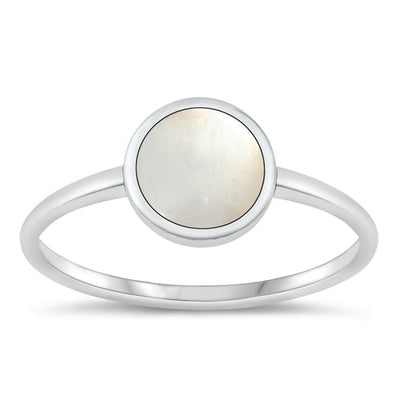 Sterling Silver Oxidized Mother of Pearl Ring-8.5mm