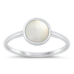 Sterling Silver Oxidized Mother of Pearl Ring-8.5mm