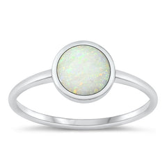 Sterling Silver Oxidized White Lab Opal and Ring-8.5mm