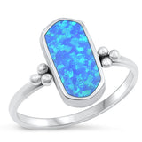 Sterling Silver Oxidized Blue Lab Opal and Ring-15mm